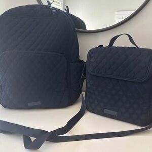 Vera Bradley Quilted Navy Backpack and Insulated Lunch Box